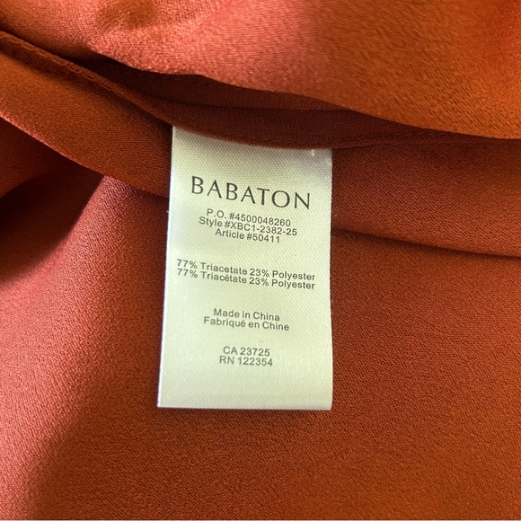 Aritzia Babaton High Low Blouse - Terracotta - Ruffle Flutter Sleeve - Size M - Picture 6 of 7